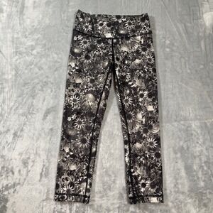 Lululemon Leggings Size 2 Wunder Under Crop Black White Floral Botanical Print